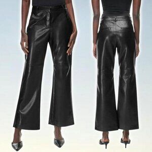 NWT BABATON Aritzia Division Mid-Rise Vegan Leather Flare Pant Size 00 Black